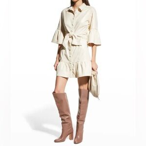 Veronica Beard Ecru Vegan Leather Luriane Dress